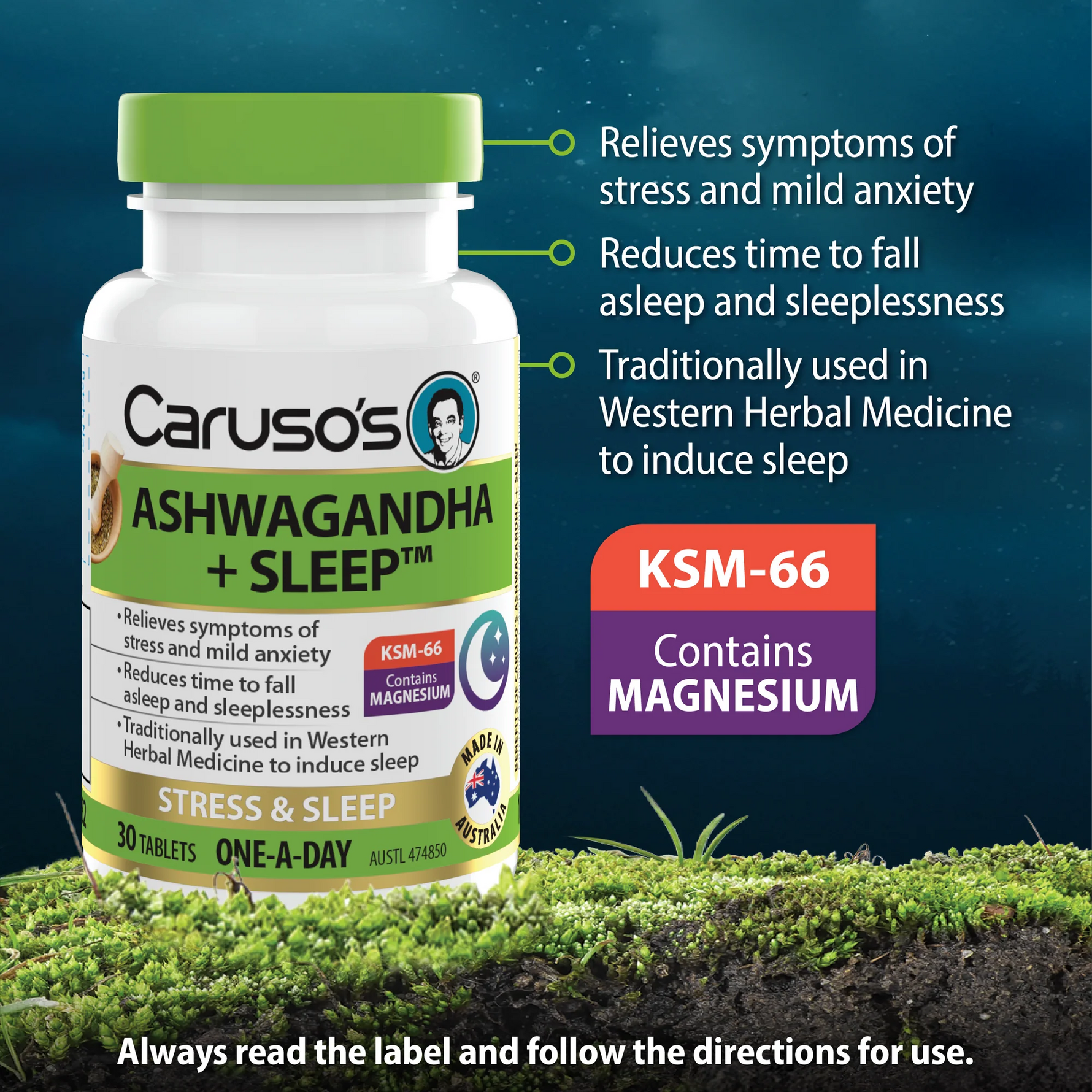 Carusos Ashwagandha + Sleep 30 Tabs