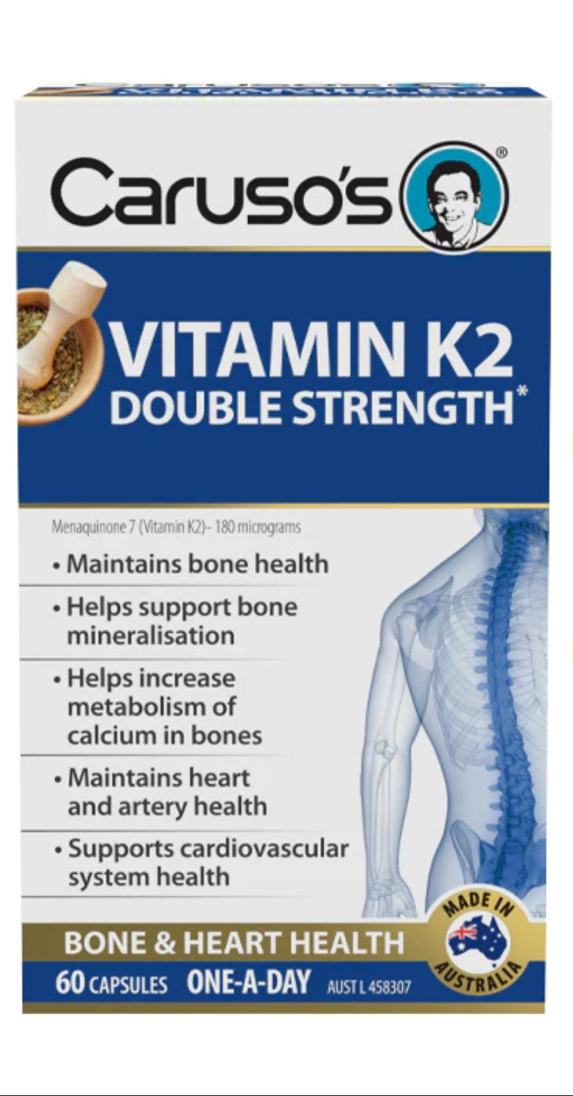 Carusos Vitamin K2 180mg Double Strength 60 Caps