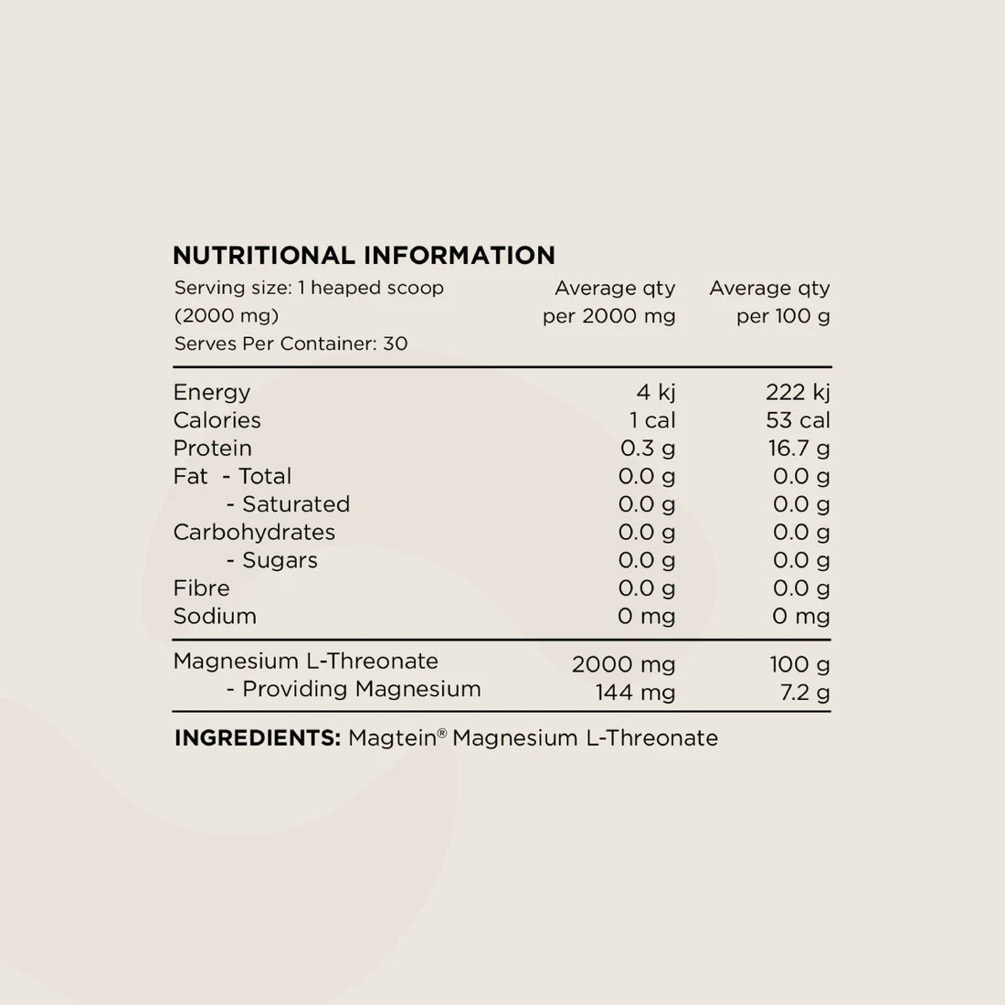 Perform Magnesium L-Threonate (mag3) - Magtein Unflavoured 60g