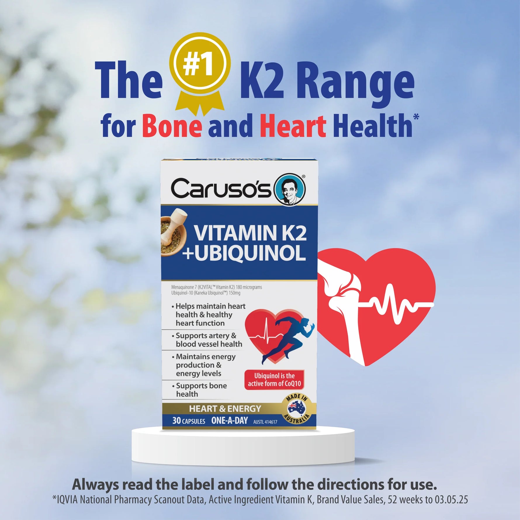 Carusos Vitamin K2 + Ubiquinol 30 Caps