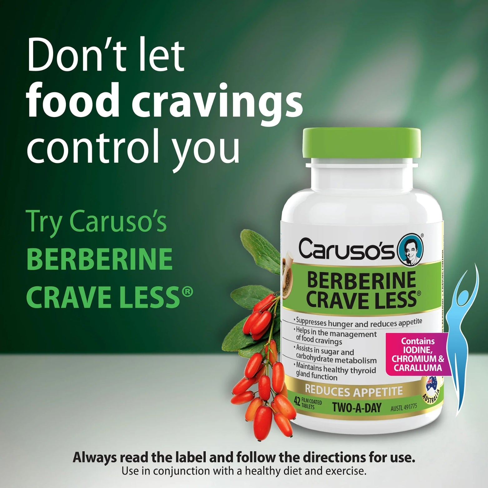 Carusos Berberine Crave Less 42 Tabs
